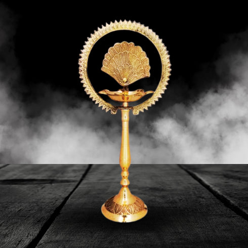 Brass Stand Diya With More Charkar 0.87kg(Pack Of 2)